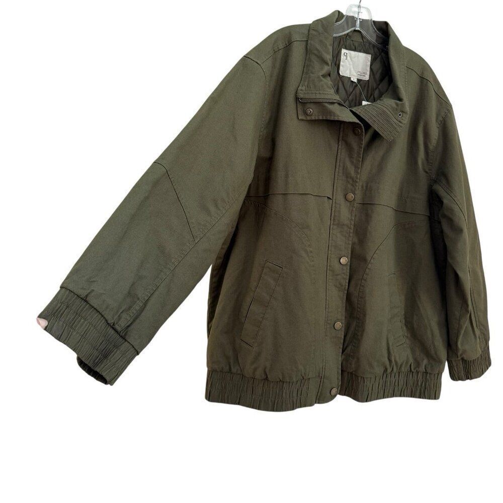 Anthropologie Pilcro Oversized Bomber Jacket Womens XL Moss Green Boho Lined NWT - Picture 9 of 14